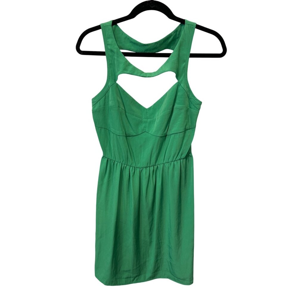 Glam Cutout Sleeveless Mini Dress Size Small Sleeveless Green Polyester Feminine